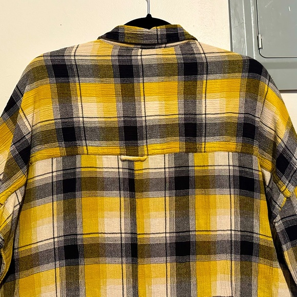 Anthropologie Oversized Yellow Plaid Buttondown - Picture 5 of 8